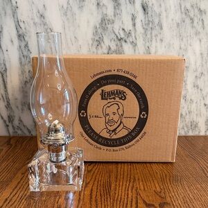 Lehman’s Clear Square Glass Base Oil Lamp NWT